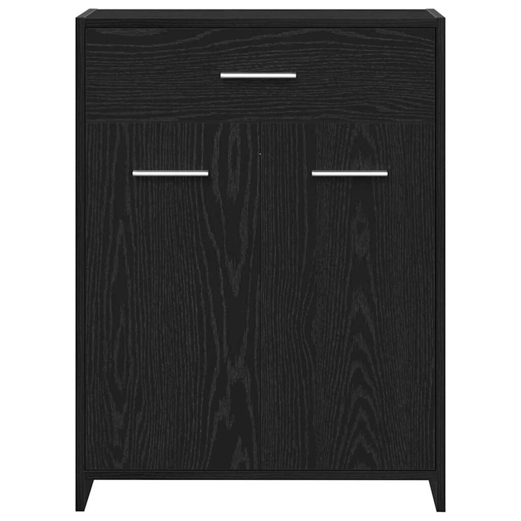 vidaXL Ντουλάπι Μπάνιου Μαύρη Οξυά 60 x 33 x 80 εκ. Μασίφ ξύλο δρυός