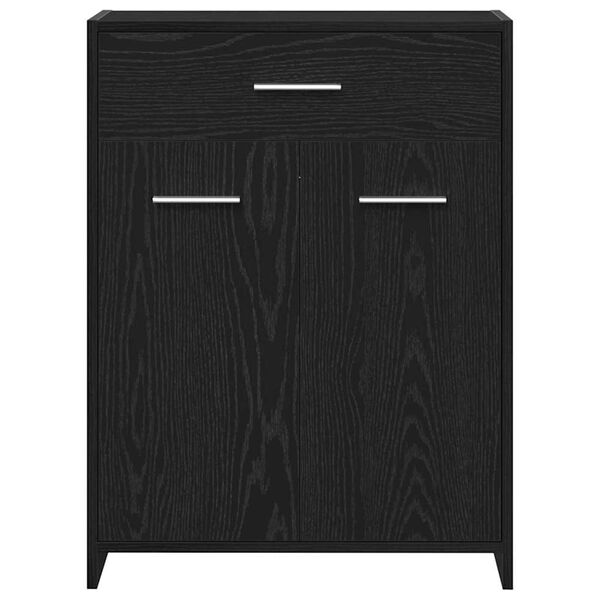 vidaXL Ντουλάπι Μπάνιου Μαύρη Οξυά 60 x 33 x 80 εκ. Μασίφ ξύλο δρυός