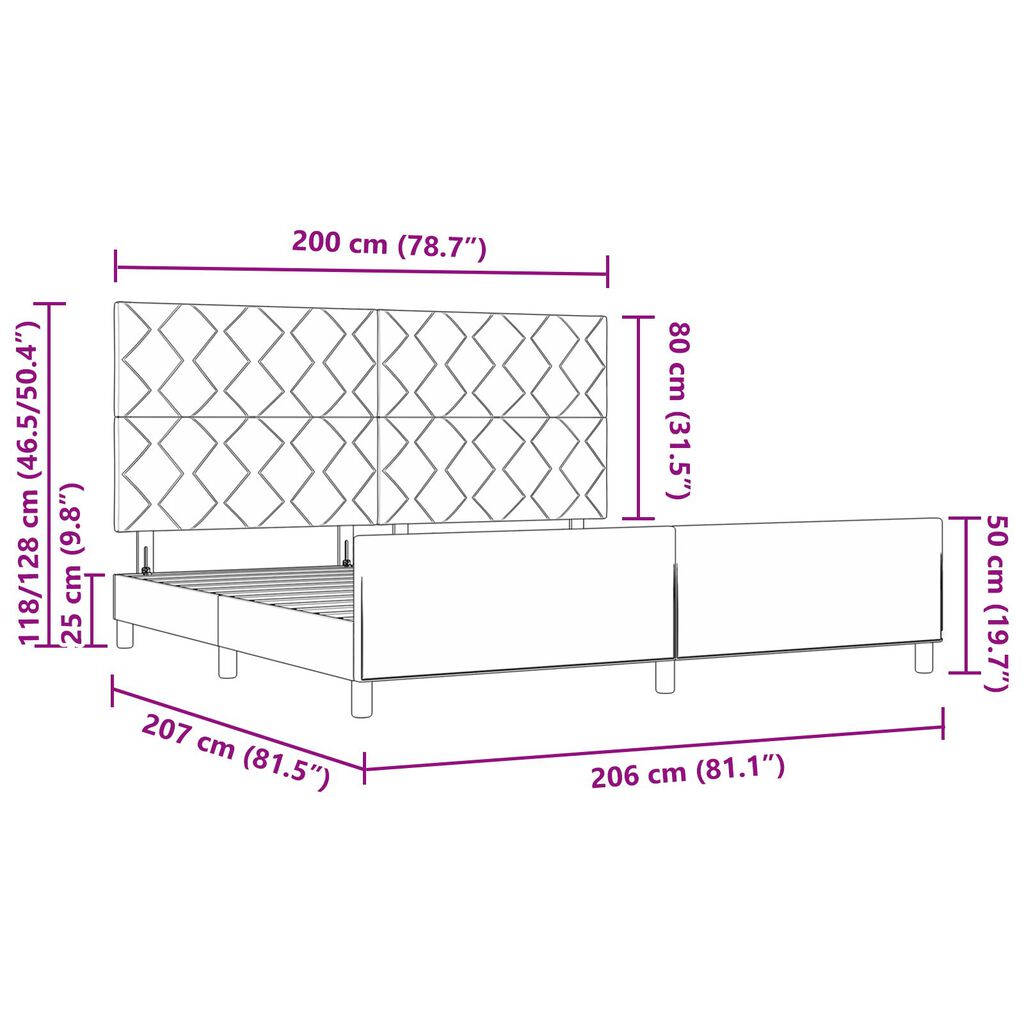 vidaXL Κρεβάτι Μπλε 200x200 εκ. Ύφασμα