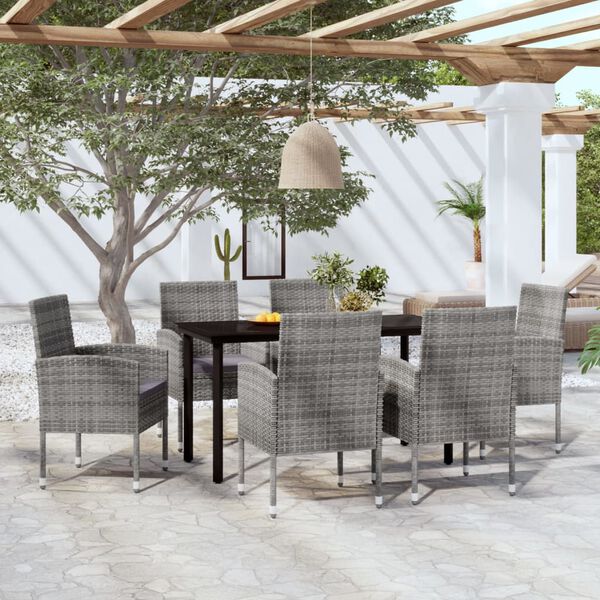 vidaXL Σετ Τραπεζαρίας Κήπου 7 Τεμαχίων Ανθρακί