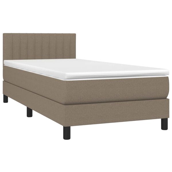 vidaXL Κρεβάτι Boxspring με Στρώμα & LED Taupe 100x200 εκ. Υφασμάτινο
