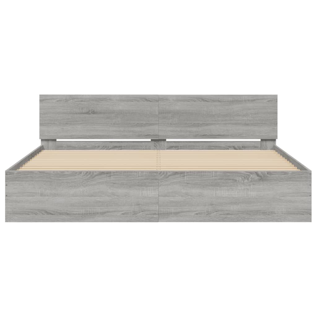 vidaXL Πλαίσιο Κρεβατιού με Κεφαλάρι/LED Γκρι Sonoma 200x200 εκ.