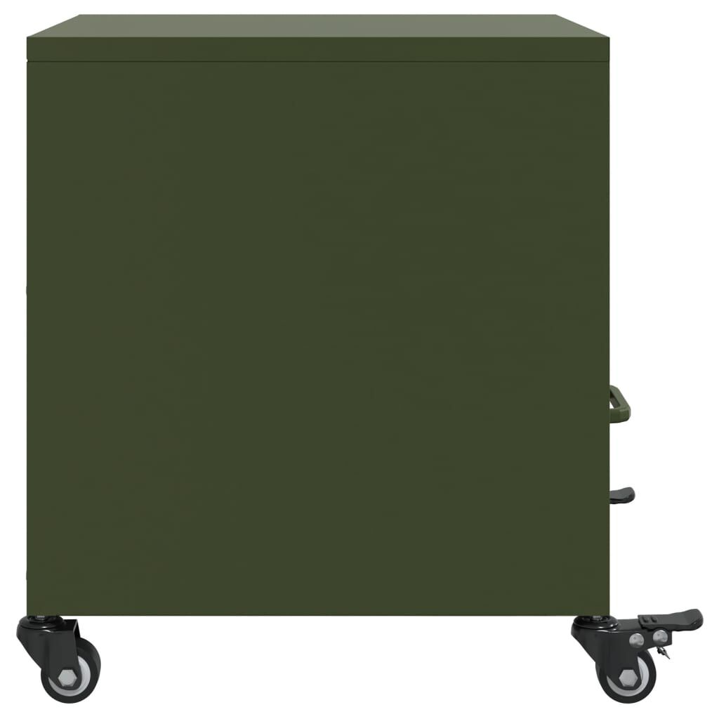 vidaXL Κομοδίνο Πράσινο Λαδί 36x39x43,5 εκ. από Χάλυβα