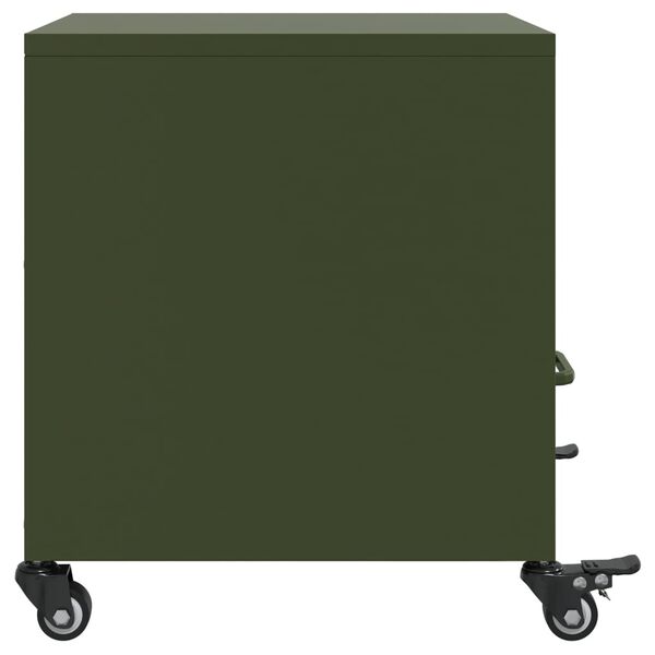 vidaXL Κομοδίνο Πράσινο Λαδί 36x39x43,5 εκ. από Χάλυβα