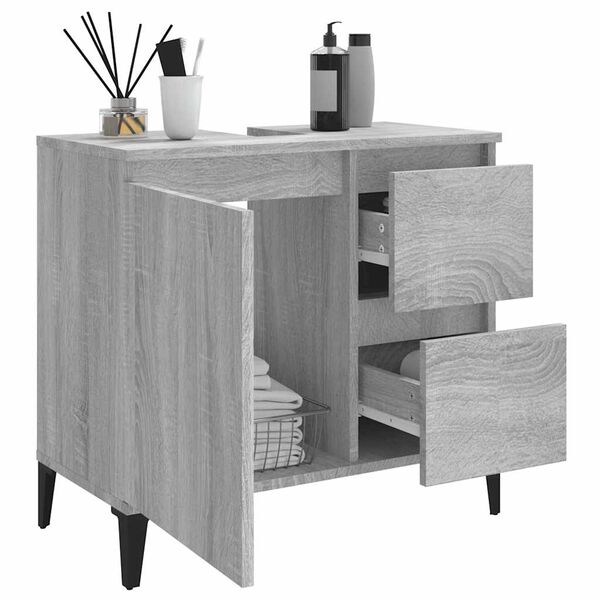 vidaXL Ντουλάπι Μπάνιου Γκρι Sonoma 65x33x60 εκ. Επεξεργασμένο Ξύλο