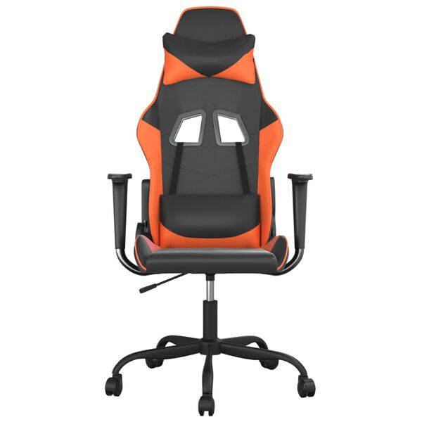 vidaXL Καρέκλα Gaming Μασάζ Μαύρο/πορτοκαλί από Συνθετικό Δέρμα