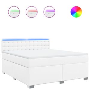 vidaXL Κρεβάτι Boxspring με Στρώμα Λευκό 180x200 εκ. Συνθετικό Δέρμα