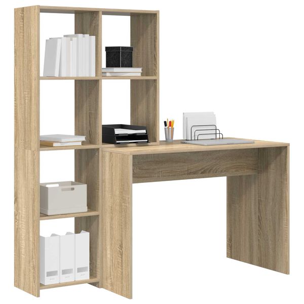 vidaXL Γραφείο Sonoma Δρυς 138.5 x 55 x 143 εκ Επεξεργασμένο ξύλο