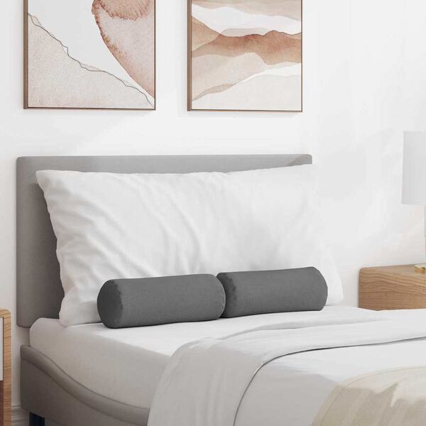 vidaXL Μαξιλάρια Στήριγμα 2 pcs Σκούρο Γκρι Ø 15 x 40 εκ ύφασμα