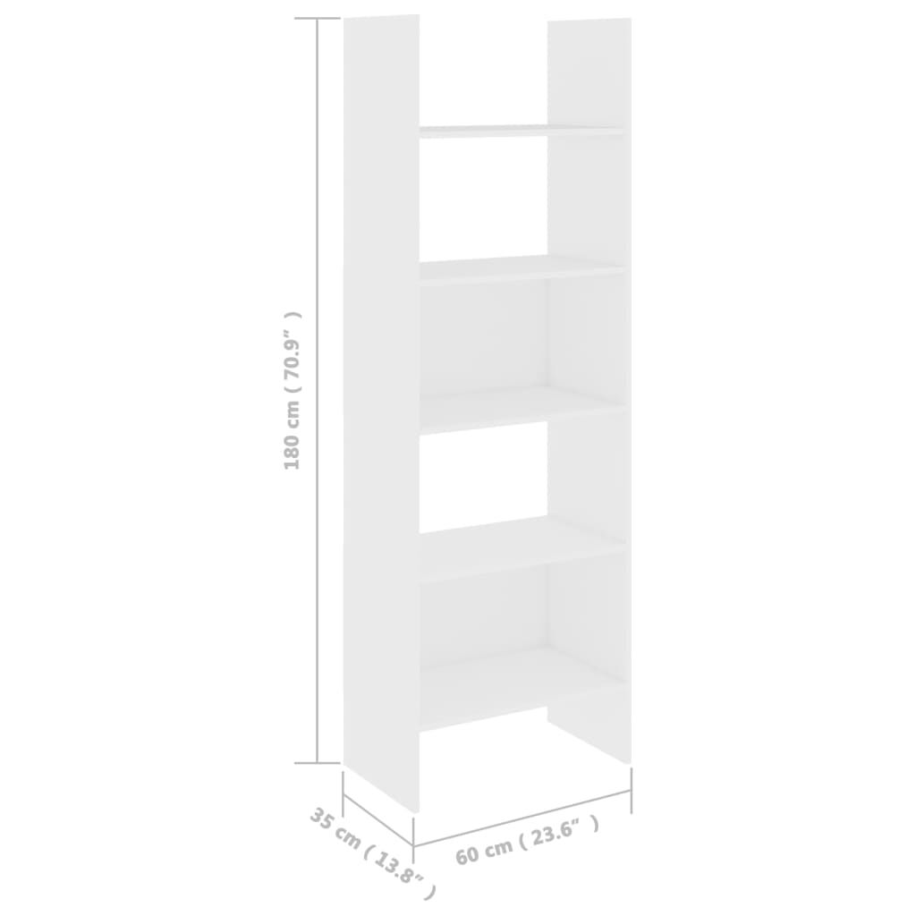 vidaXL Βιβλιοθήκη Λευκή 60 x 35 x 180 εκ. από Επεξ. Ξύλο