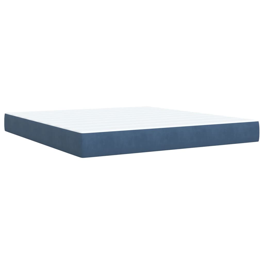 vidaXL Κρεβάτι Boxspring με Στρώμα Μπλε 180x200 εκ. Βελούδινο