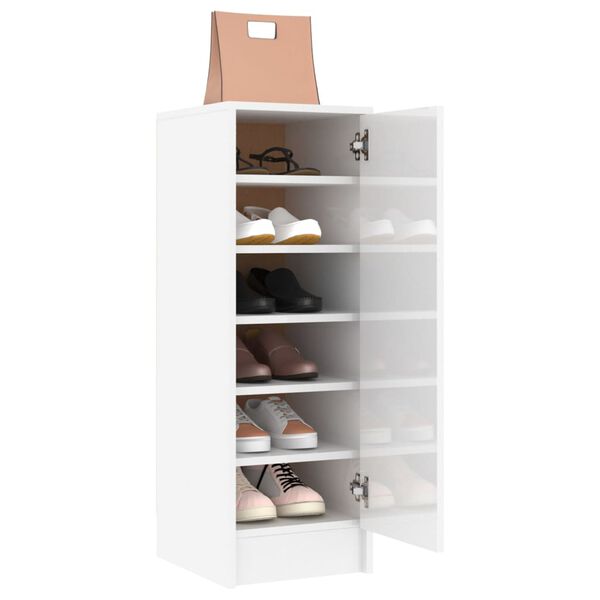 vidaXL Παπουτσοθήκη Γυαλιστερό Λευκό 32 x 35 x 92 εκ. από Επεξ. Ξύλο