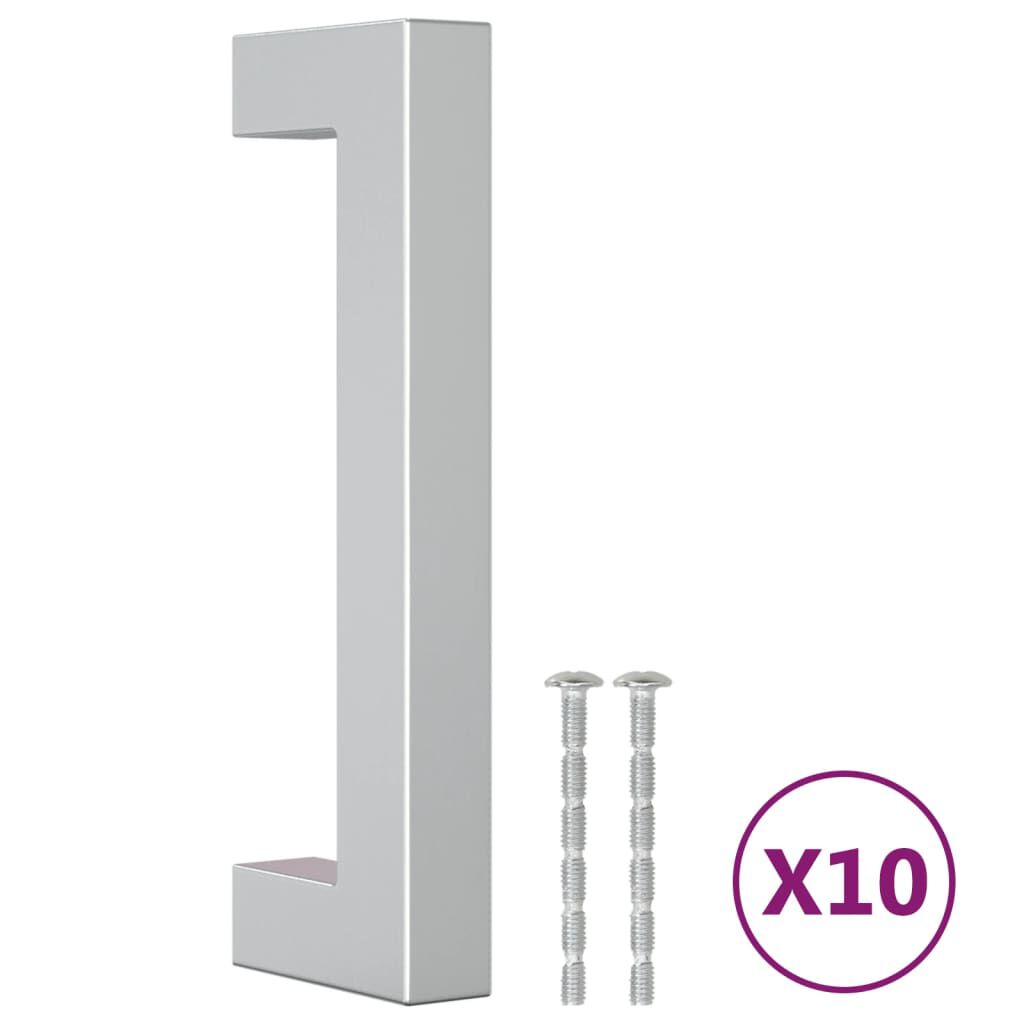 vidaXL Λαβές Ντουλαπιών 10 τεμ. Ασημί 96 χιλ. από Ανοξείδωτο Ατσάλι