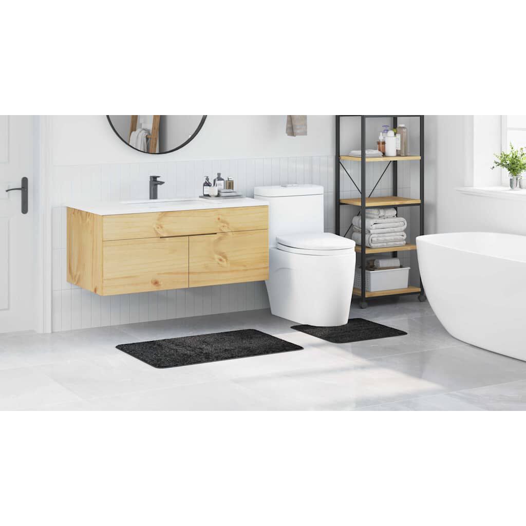 vidaXL Πατάκι μπάνιου 2 pcs Σκούρο γκρι 50 x 50 cm Πολυπροπυλένιο