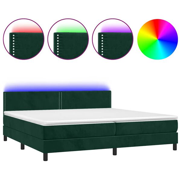 vidaXL &Kappa;&rho;&epsilon;&beta;ά&tau;&iota; Boxspring &mu;&epsilon; &Sigma;&tau;&rho;ώ&mu;&alpha; & LED &Sigma;&kappa;. &Pi;&rho;ά&sigma;&iota;&nu;&omicron; 200x200&epsilon;&kappa; &Beta;&epsilon;&lambda;&omicron;ύ&delta;&omicron;