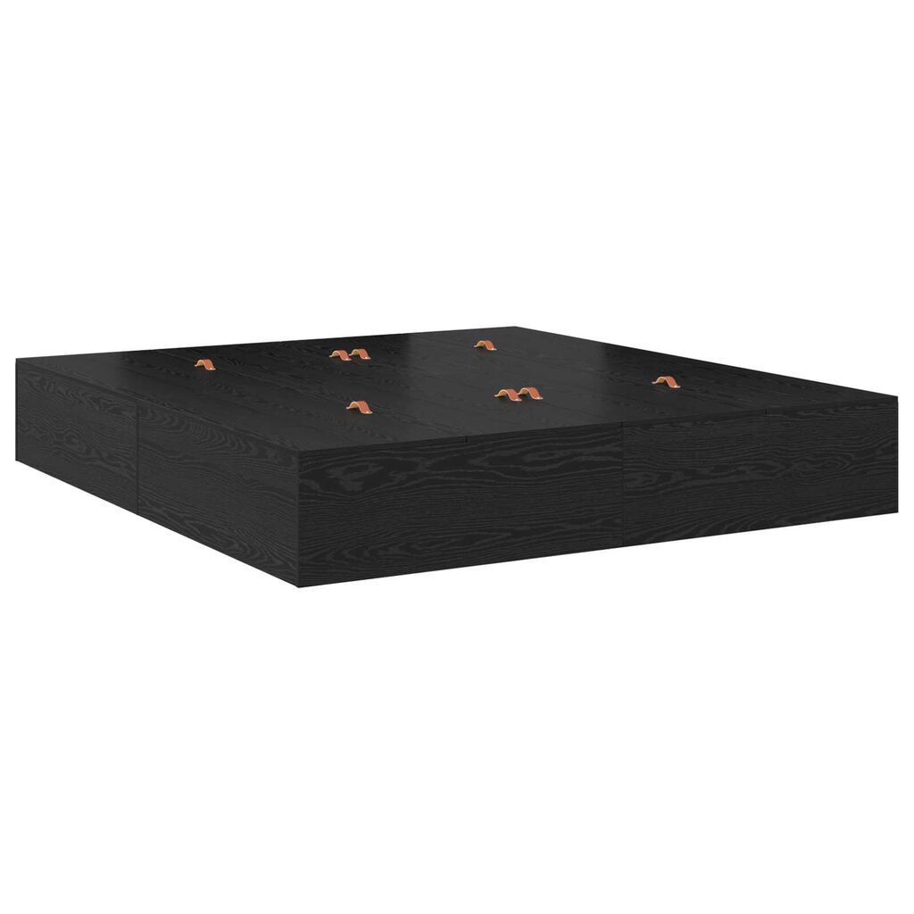 vidaXL Κρεβάτι Αποθήκευσης Μαύρη Δρυς 200x200 εκ