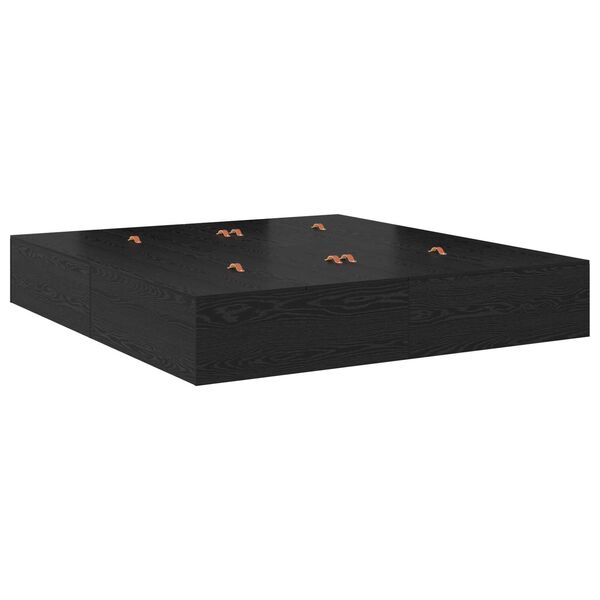 vidaXL Κρεβάτι Αποθήκευσης Μαύρη Δρυς 200x200 εκ