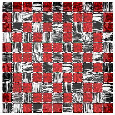 vidaXL Μωσαϊκά Πλακάκια 22 τεμ. Μαύρα / Κόκκινα 30 x 30 εκ. Γυάλινα