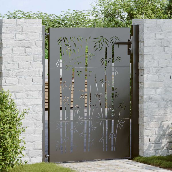 vidaXL Πύλη Κήπου Άλλο Μαύρο 105 x 150 cm Ατσάλι με Επικάλυψη Πούδρας
