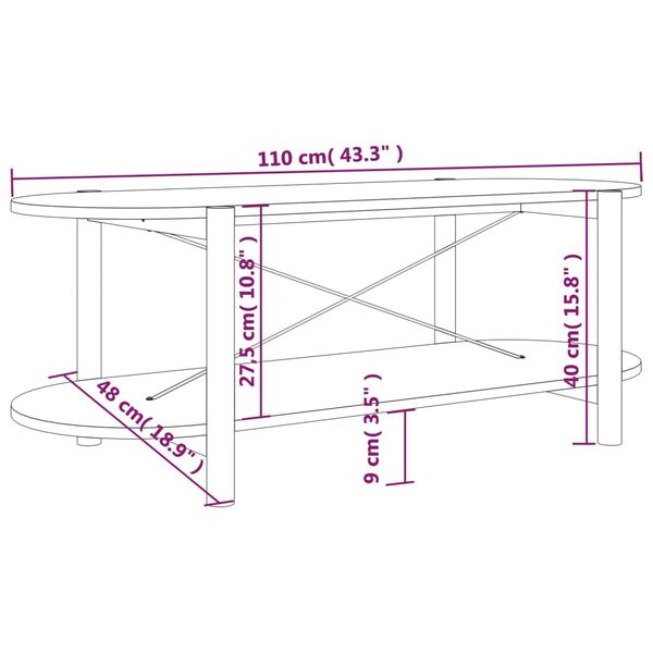 vidaXL Τραπεζάκι Σαλονιού 110 x 48 x 40 εκ. από Επεξεργασμένο Ξύλο