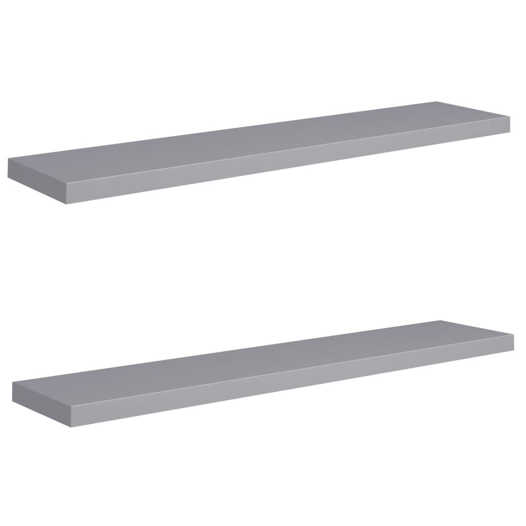 vidaXL Ράφια Τοίχου 2 τεμ. Γκρι 120x23,5x3,8 εκ. MDF