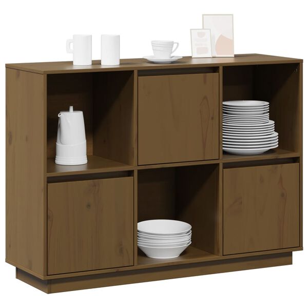 vidaXL Ντουλάπι Καφέ Μελί 110,5x35x80 εκ. από Μασίφ Ξύλο Πεύκου