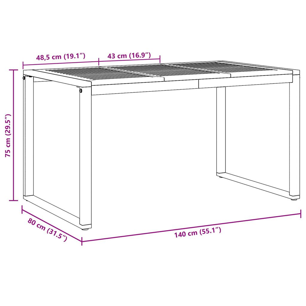 vidaXL Σετ Φαγητού 7 Τεμαχίων Solid Wood Acacia και Μετάλλου