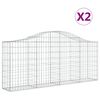 vidaXL Συρματοκιβώτια Τοξωτά 2 τεμ. 200x30x80/100 εκ. Γαλβαν. Ατσάλι