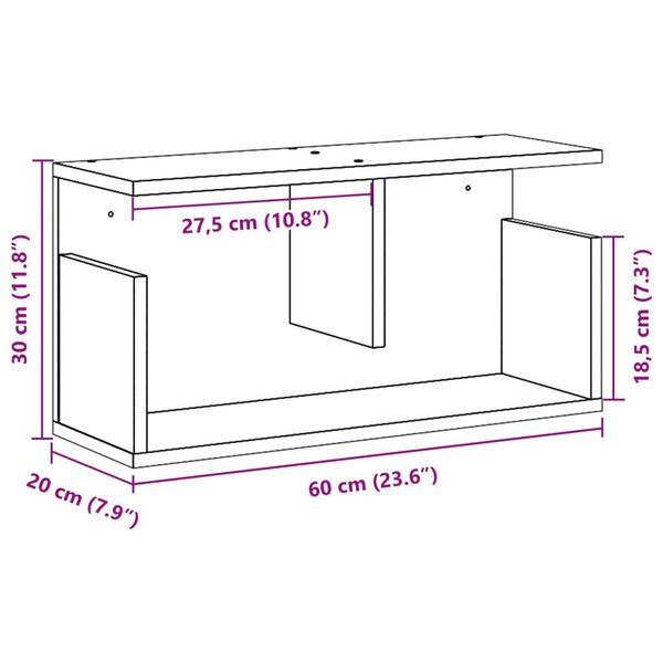 vidaXL Ντουλάπι Τοίχου Sonoma Δρυς 60x20x30 εκ. από Επεξεργασμένο Ξύλο
