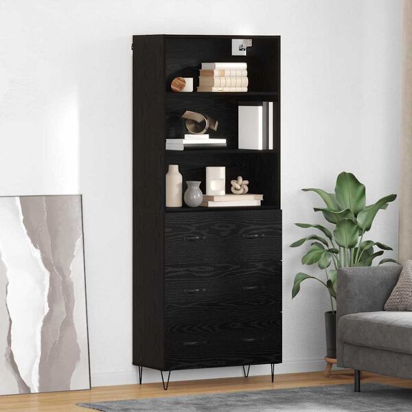 vidaXL Highboard &mu;&epsilon; &sigma;&upsilon;&rho;&tau;ά&rho;&iota; 2 pcs &Mu;&alpha;ύ&rho;&eta; &Omicron;&xi;&upsilon;ά &Epsilon;&pi;&epsilon;&xi;&epsilon;&rho;&gamma;&alpha;&sigma;&mu;έ&nu;&omicron; &xi;ύ&lambda;&omicron;