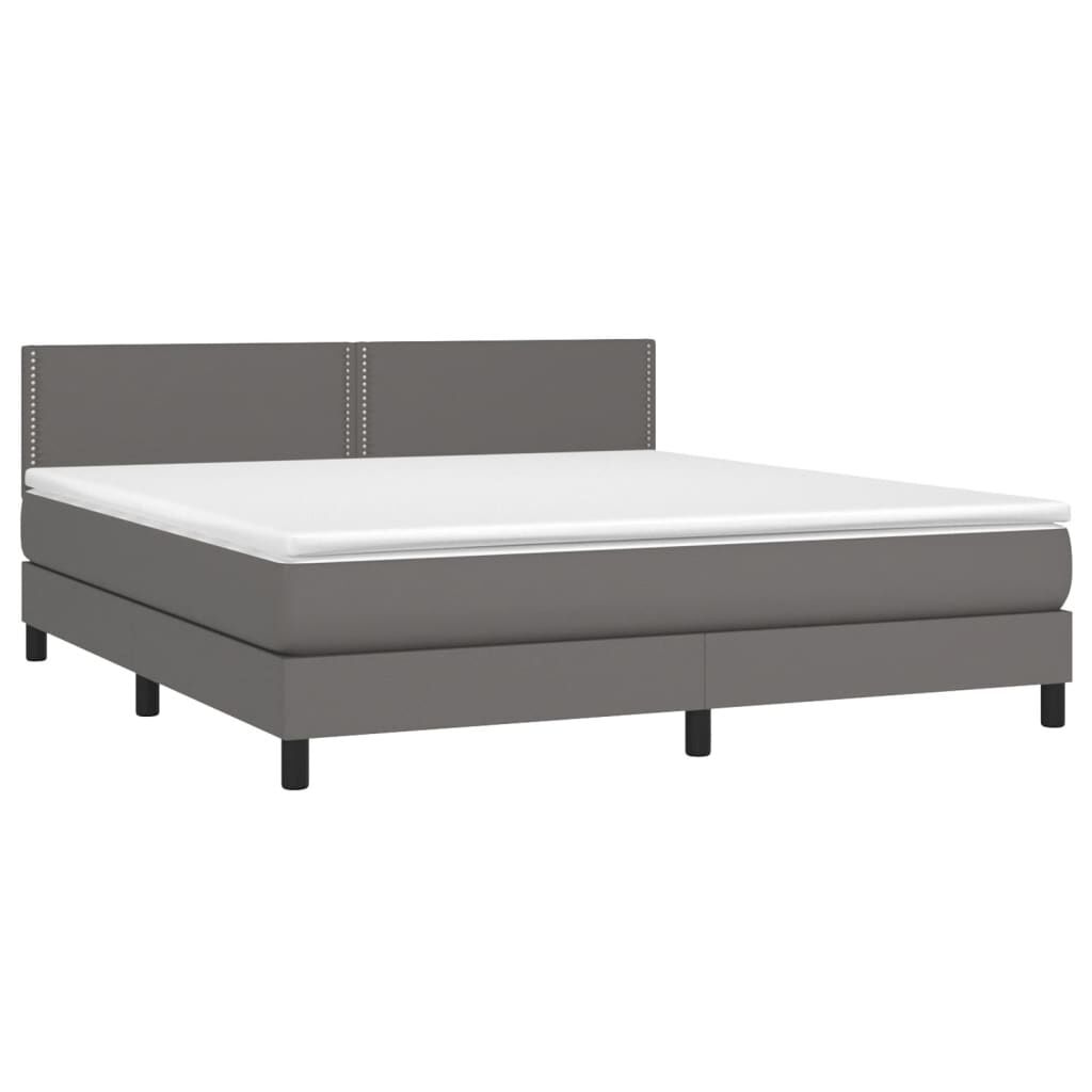 vidaXL Κρεβάτι Boxspring με Στρώμα Γκρι 160x200εκ. από Συνθετικό Δέρμα