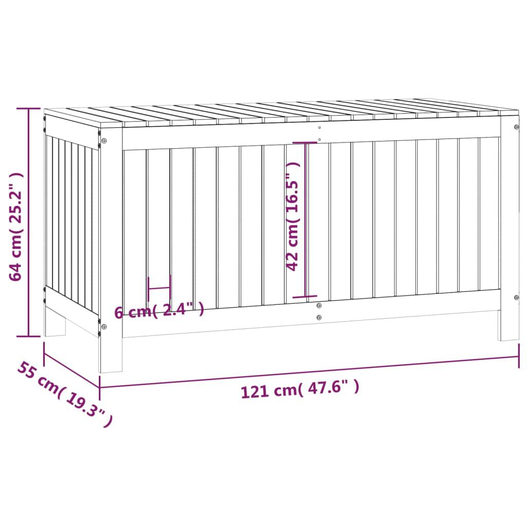 vidaXL Μπαούλο Αποθήκευσης Κήπου 121x55x64 εκ από Μασίφ Ξύλο Πεύκου