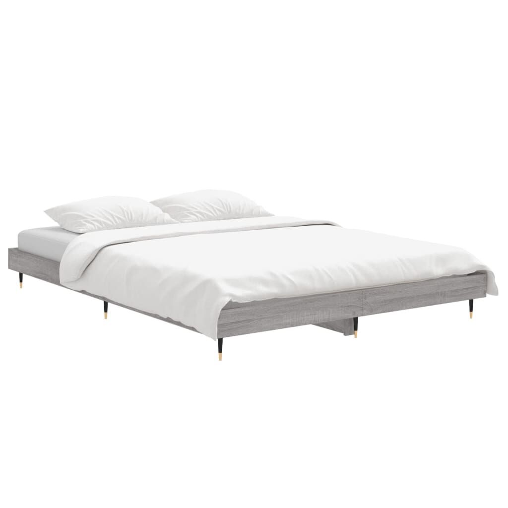 vidaXL Πλαίσιο Κρεβατιού Γκρι Sonoma 135x190 εκ. Επεξεργασμένο Ξύλο