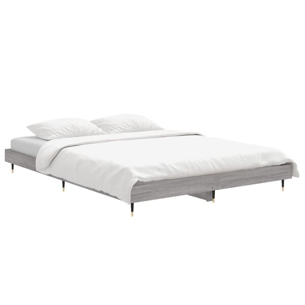 vidaXL Πλαίσιο Κρεβατιού Γκρι Sonoma 135x190 εκ. Επεξεργασμένο Ξύλο