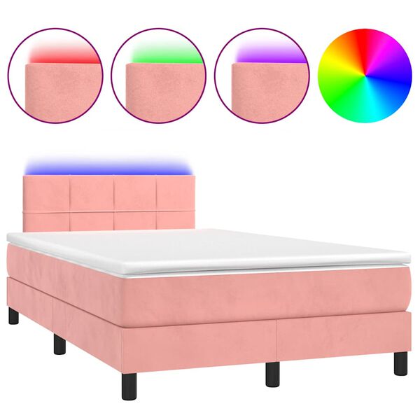 vidaXL &Kappa;&rho;&epsilon;&beta;ά&tau;&iota; Boxspring &mu;&epsilon; &Sigma;&tau;&rho;ώ&mu;&alpha; & LED &Rho;&omicron;&zeta; 120x190 &epsilon;&kappa;. &Beta;&epsilon;&lambda;&omicron;ύ&delta;&iota;&nu;&omicron;