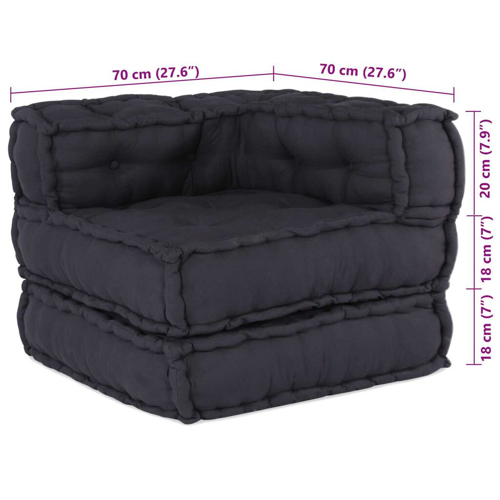 vidaXL Modular Pouffes - Σετ 2 σε Υφασμάτινη Ανθρακί