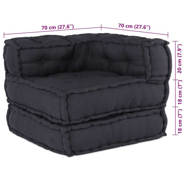 vidaXL Modular Pouffes - Σετ 2 σε Υφασμάτινη Ανθρακί