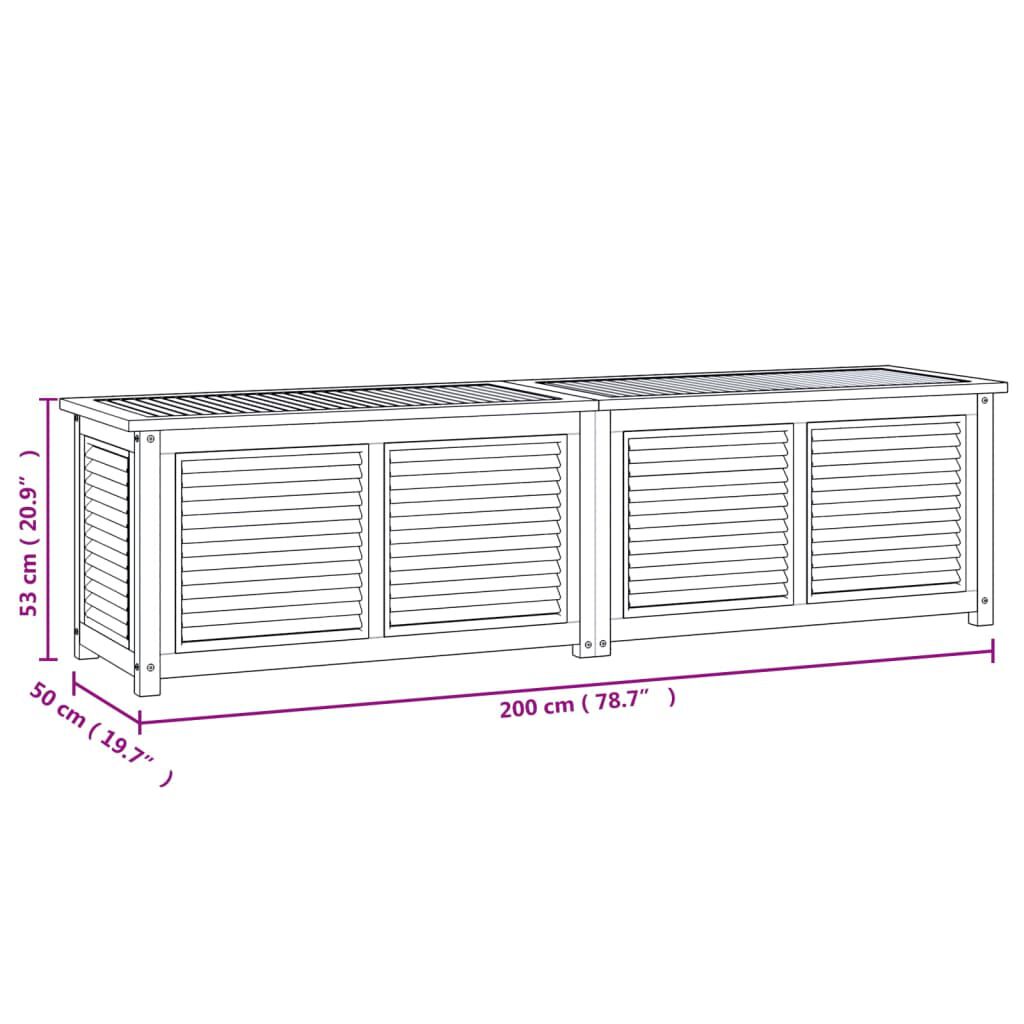vidaXL Μπαούλο Αποθήκευσης Κήπου με Τσάντα 200x50x55εκ Μασίφ Ξύλο Teak