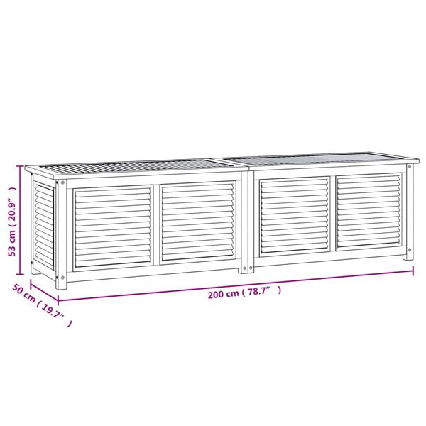 vidaXL Μπαούλο Αποθήκευσης Κήπου με Τσάντα 200x50x55εκ Μασίφ Ξύλο Teak