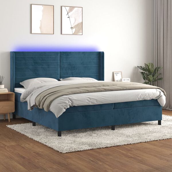vidaXL &Kappa;&rho;&epsilon;&beta;ά&tau;&iota; Boxspring &mu;&epsilon; &Sigma;&tau;&rho;ώ&mu;&alpha; & LED &Sigma;&kappa;. &Mu;&pi;&lambda;&epsilon; 200x200&epsilon;&kappa;. &Beta;&epsilon;&lambda;&omicron;ύ&delta;&iota;&nu;&omicron;
