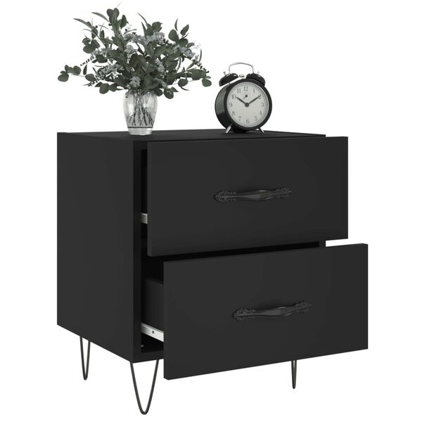 vidaXL Κομοδίνα 2 τεμ. Μαύρα 40 x 35 x 47,5 εκ. από Επεξεργασμένο Ξύλο