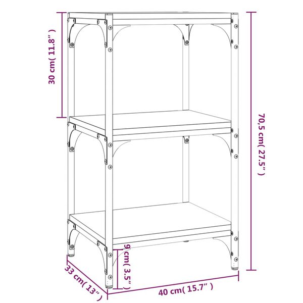 vidaXL Βιβλιοθήκη Γκρι Sonoma 40x33x70,5 εκ. Επεξ. Ξύλο & Ατσάλι