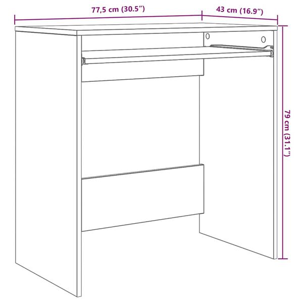 vidaXL Γραφείο artisan δρυς 77,5 x 43 x 79 εκ Επεξεργασμένο ξύλο