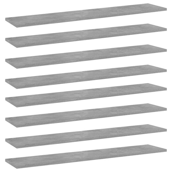 vidaXL Ράφια Βιβλιοθήκης 8 τεμ Γκρι Σκυροδ. 100x20x1,5 εκ. Μοριοσανίδα