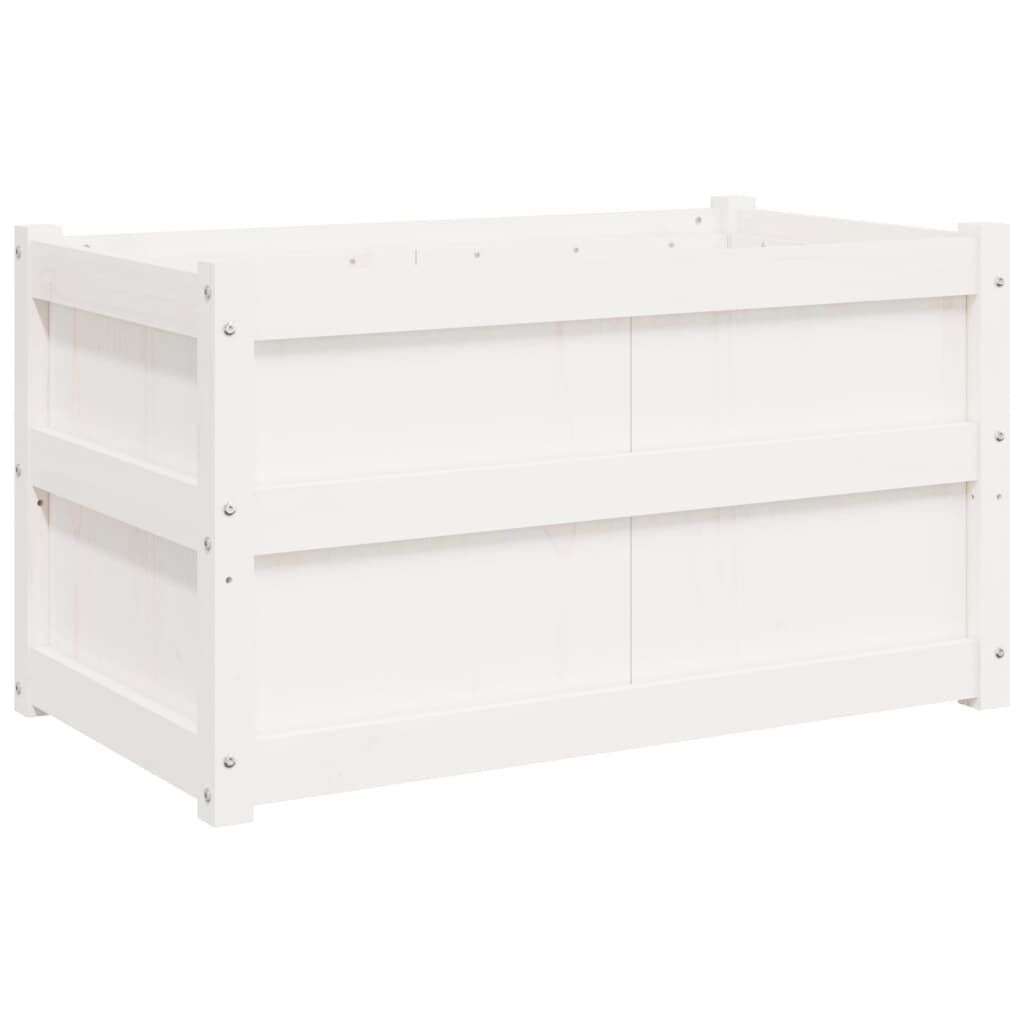 vidaXL Ζαρντινιέρα Λευκή 90 x 50 x 50 εκ. από Μασίφ Ξύλο Πεύκου