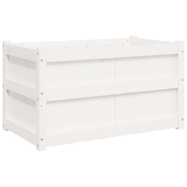 vidaXL Ζαρντινιέρα Λευκή 90 x 50 x 50 εκ. από Μασίφ Ξύλο Πεύκου