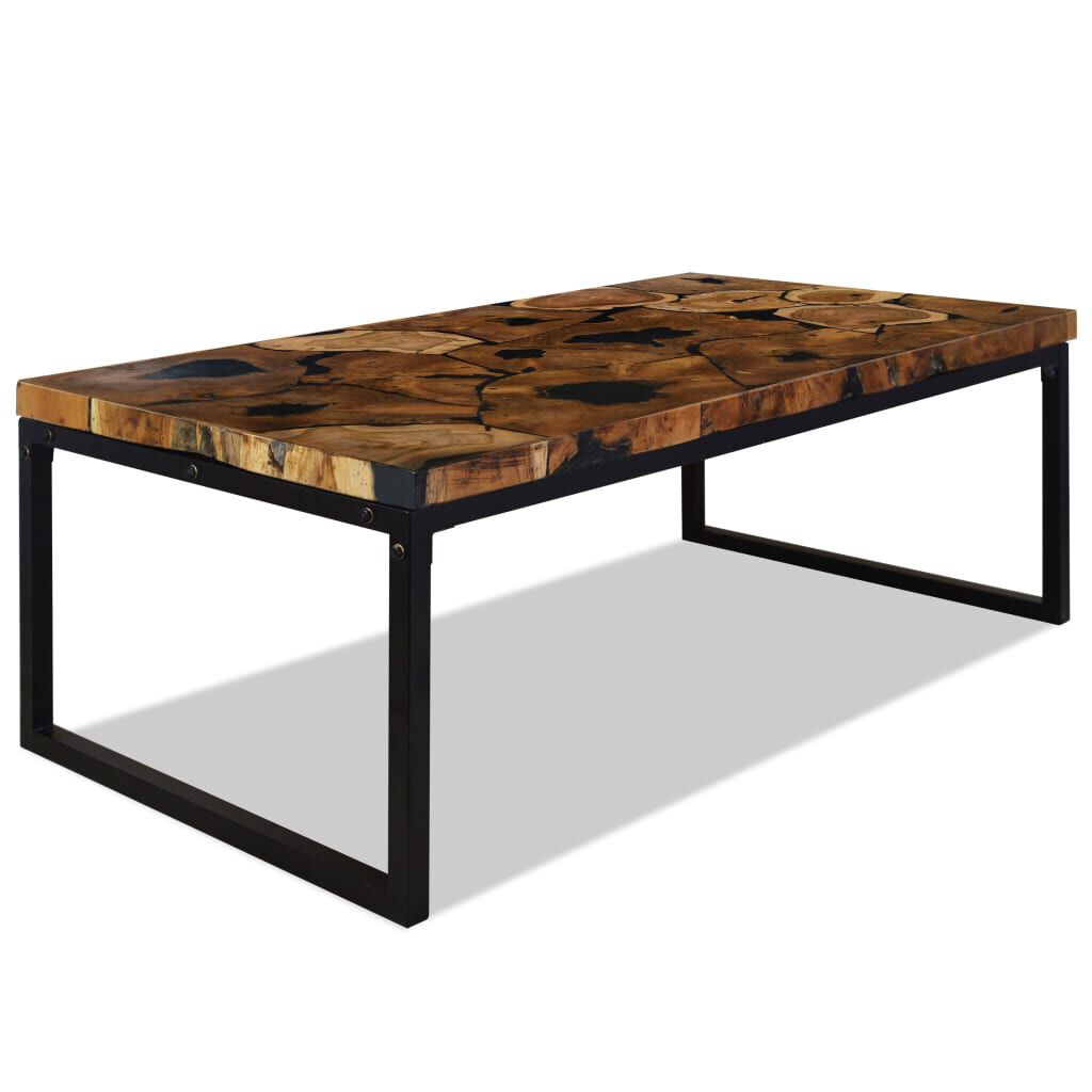 vidaXL Τραπεζάκι Σαλονιού 110 x 60 x 40 εκ. από Ξύλο Teak και Ρητίνη