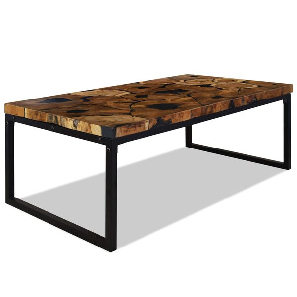 vidaXL Τραπεζάκι Σαλονιού 110 x 60 x 40 εκ. από Ξύλο Teak και Ρητίνη