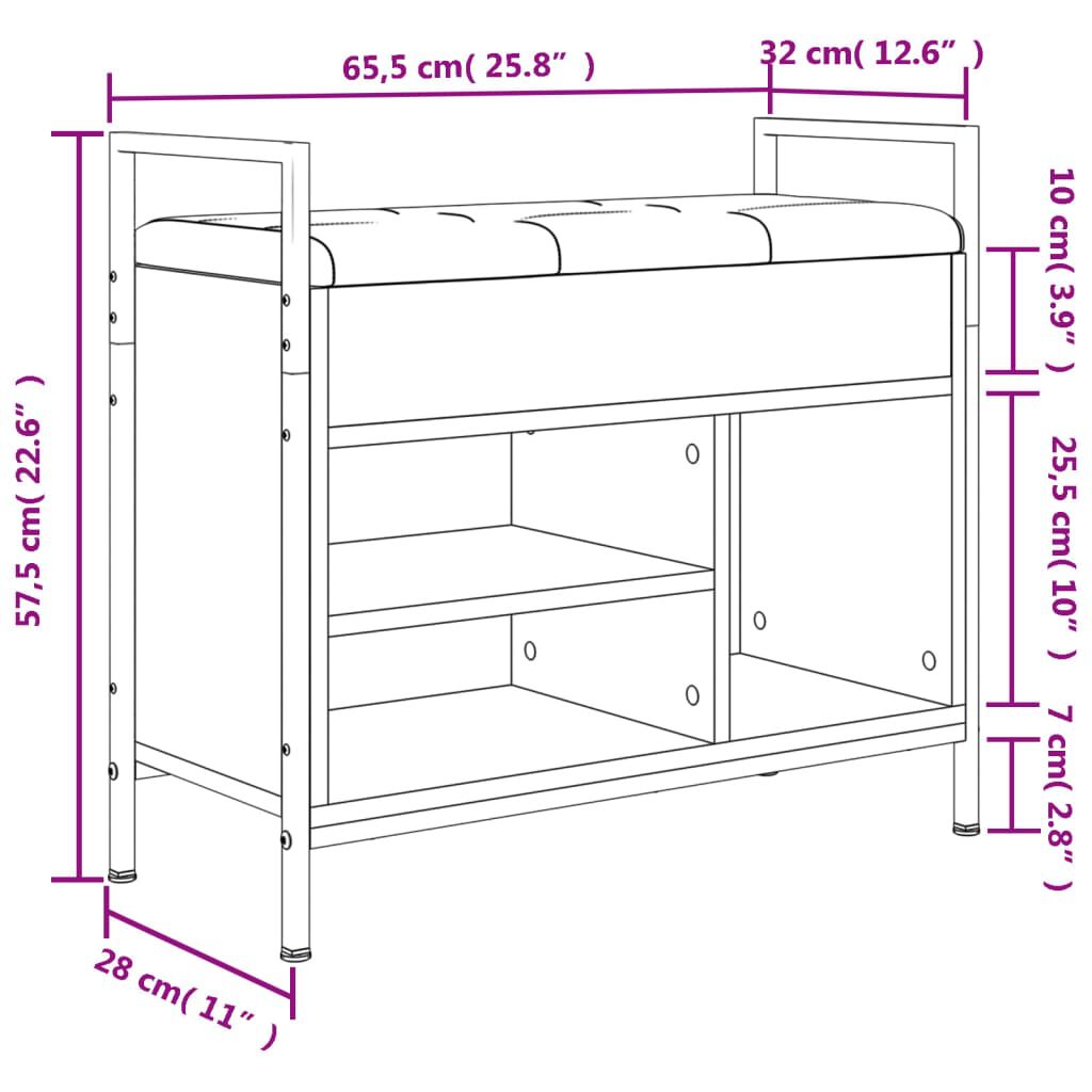 vidaXL Παπουτσοθήκη Μαύρη 65,5x32x57,5 εκ. από Επεξεργασμένο Ξύλο