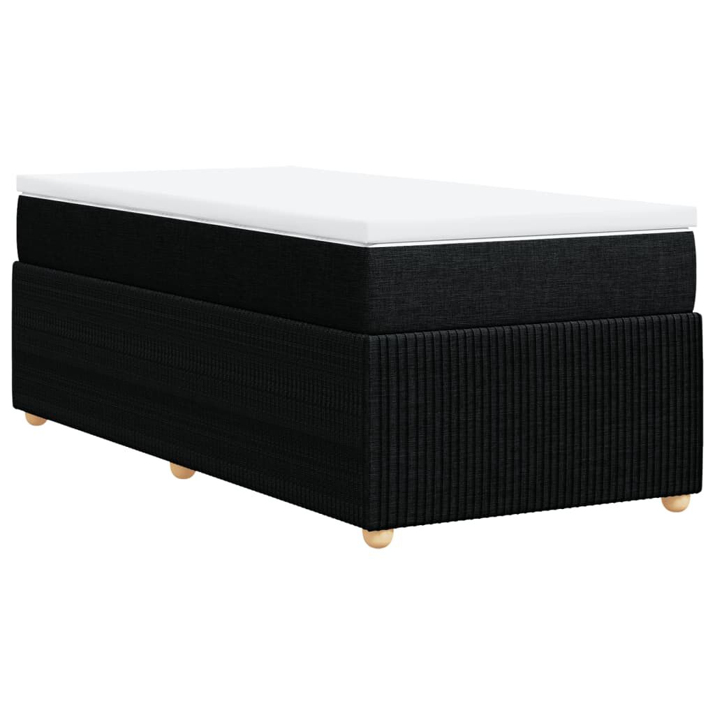 vidaXL Κρεβάτι Boxspring με Στρώμα Μαύρο 100 x 200 εκ. Υφασμάτινο